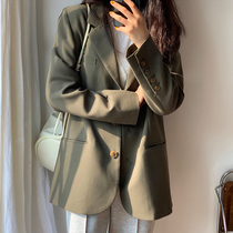 Blazer womens autumn and winter Korean retro loose casual back split design slim versatile small suit top