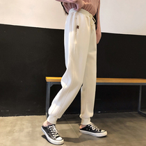 Feet sports pants womens autumn and winter New Korean version of high waist slim plus velvet padded pants nine casual Haren pants