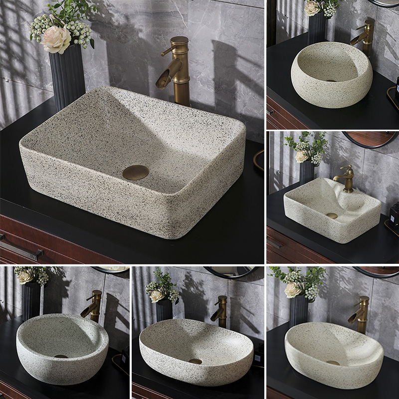 Frosted creative countertop basin retro square imitation stone wash basin toilet outdoor balcony home washbasin pool