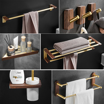 Square and round light and luxurious Punching Walnut Wood Toilet Towel Rack Bath Towel Rack Bathroom Shelve Pendant Suit