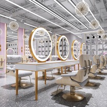 Sassoon barber shop mirror table hairdressing shop mirror stainless steel with lamp hairdressing mirror for hair salon