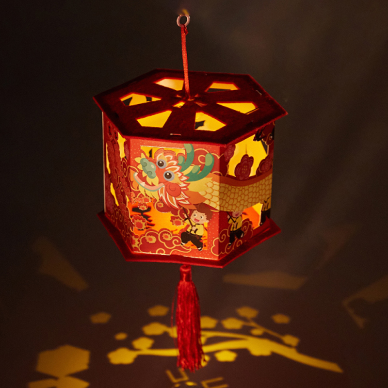 新年春节牛年投影走马灯手提发光儿童手工diy元宵制作材料包花灯