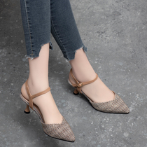 2021 new summer stiletto fashion sandals womens bag head head high heels a small follow single shoes women