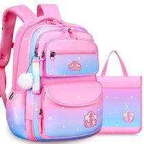 Girls school bag 5th 6th grade with female elementary school children Cute Teenage Girl Hearts Children Multilayer Korean Version Online Red large capacity