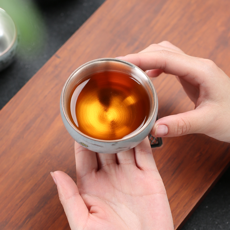 Mine loader 999 sterling silver cup master cup single household ceramic tea cup your up to use kung fu tea tea cup