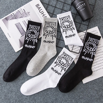 Socks Autumn Stockings Women's Day Korean Version Centurion Ins Trend Black and White Sports Street Stockings Mani