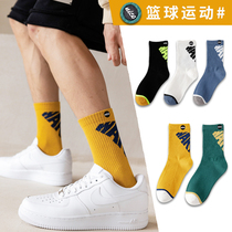 Male soil socks spring and autumn cotton deodorant stockings ins tide Japanese autumn long tube youth sports basketball socks I