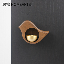Creative Nordic style door reminder copper Wood Bell refrigerator suction door type brass wind chimes bird doorbell housewarming gift