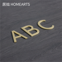 Ju Zu original Nordic minimalist creative brass numbers English letters home number plate wall decoration stickers