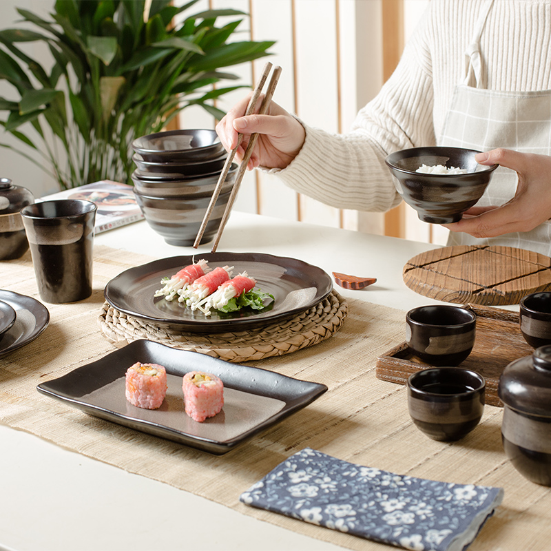 Restoring ancient ways with Japanese dishes suit family variable glaze creative dishes in 4/6 combinations bowl dish ceramic tableware