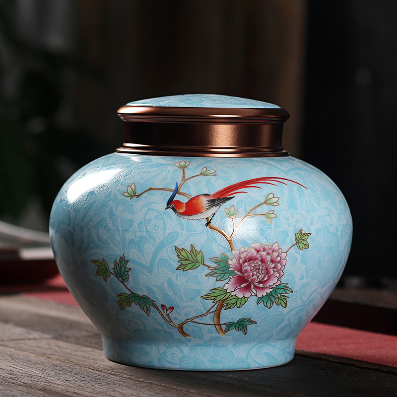 Colored enamel porcelain tea pot store tea storage POTS and POTS seal pot size puer tea storage tanks