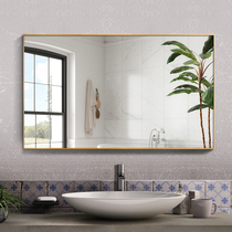 Aluminum alloy bathroom mirror Wall-mounted wash hand table makeup mirror Bathroom mirror Bathroom mirror Dressing HD silver mirror