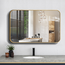 Nordic Wrought iron bathroom mirror wall-mounted bathroom mirror Washstand wall-mounted rounded square mirror Makeup mirror Bathroom mirror