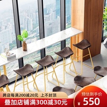 Nordic marble bar table Simple bar table and chair Creative home balcony high-legged table Long bar counter against the wall