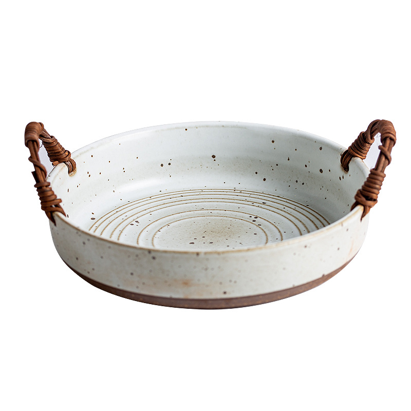 Jingdezhen do old vintage fruit bowl of bread basket large bowl of coarse pottery Japanese braise in soy sauce meat stew basket salad bowl