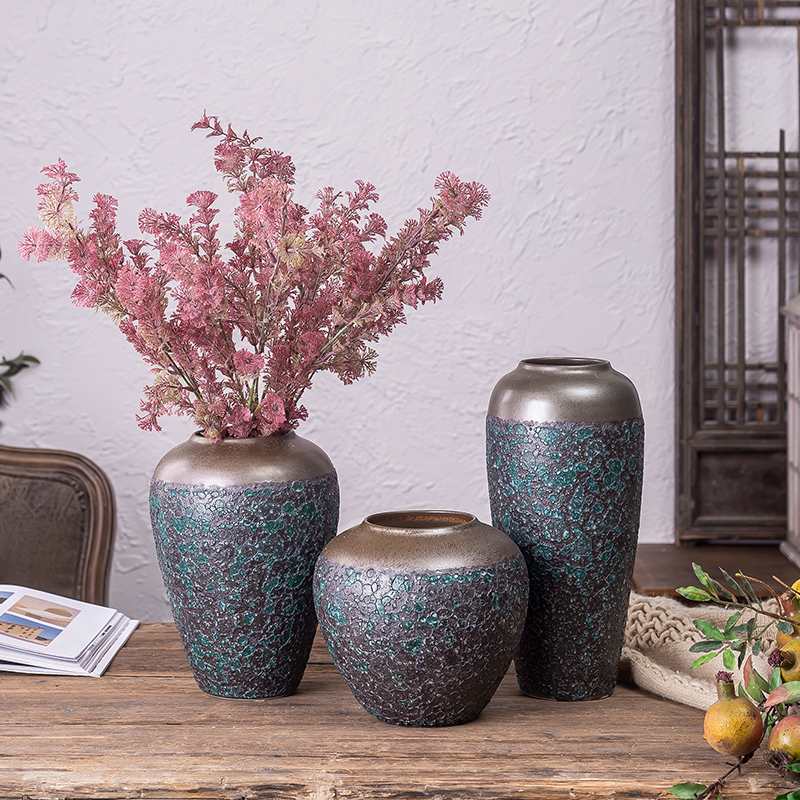 Jingdezhen ceramic decoration of the new Chinese style porch sitting room TV ark, flower arranging zen table dry flower vases, furnishing articles