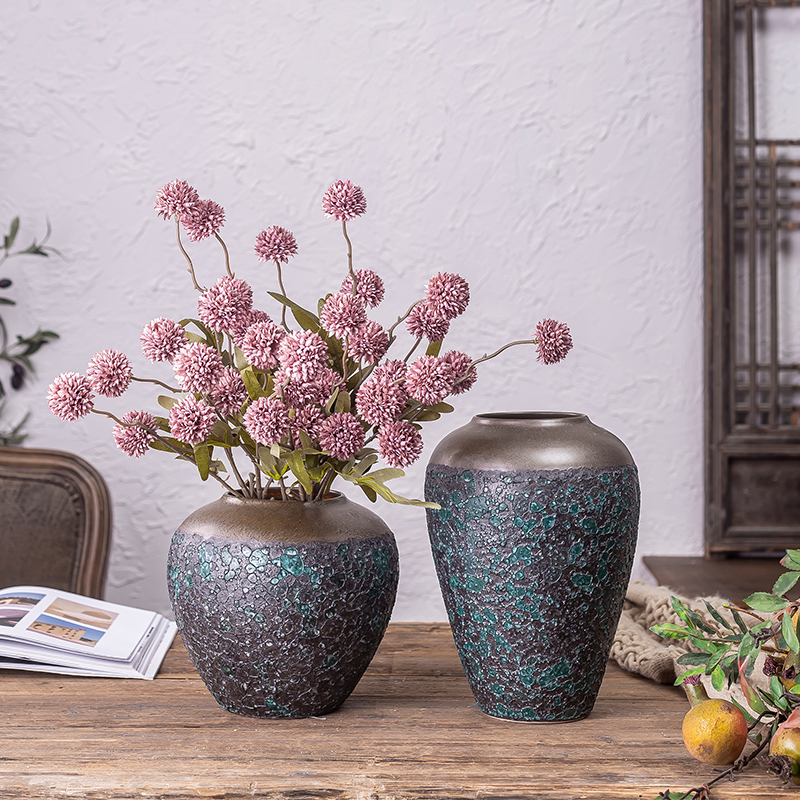 Jingdezhen ceramic decoration of the new Chinese style porch sitting room TV ark, flower arranging zen table dry flower vases, furnishing articles