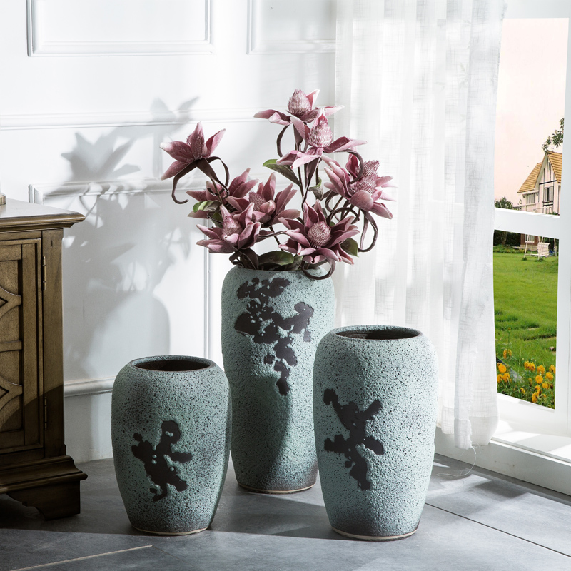 Jingdezhen ceramic furnishing articles contracted modern European fashionable sitting room lucky bamboo flower arranging dried flower porcelain vase landing