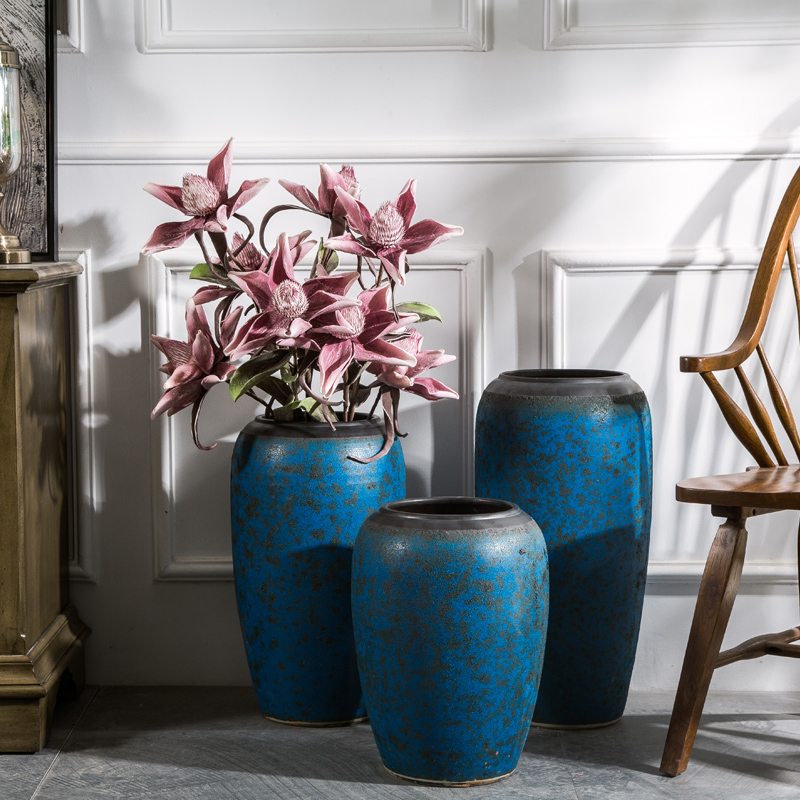 Jingdezhen ceramic floor big vase household villa hotel, the sitting room porch decoration flower flower European furnishing articles