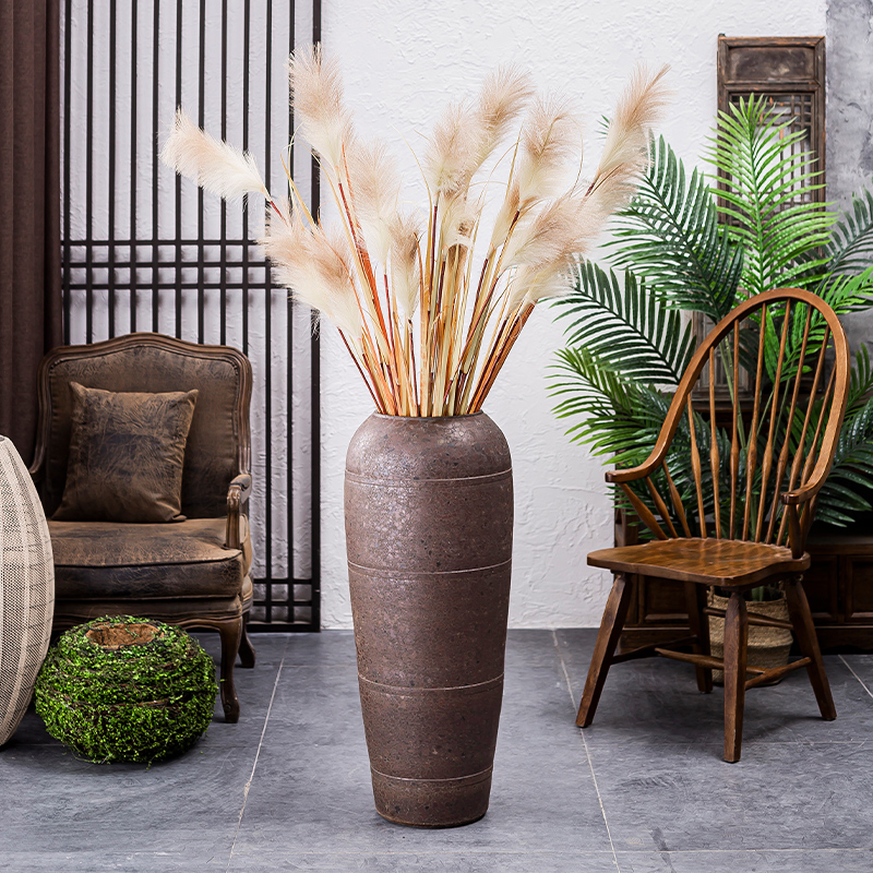 Coarse pottery big POTS dry flower adornment restoring ancient ways furnishing articles sitting room flower arranging jingdezhen ceramic household zen ground vase