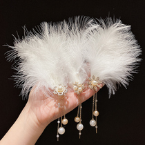 Net red super fairy feather hairclip girl Super fairy hair hair card Korean side clip ancient style Hanfu side clip headgear