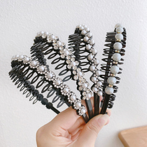 Black hairband female children with teeth non-slip girl headband hairpin girl Pearl headgear forehead broken hair hair accessories