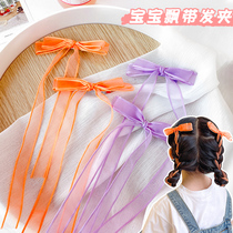 Girl bow headgear summer childrens hair band female tie hair girl ribbon braided hair ribbon Net red hairclip