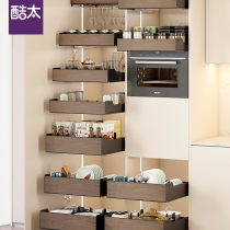 Cool too high cabinet pull basket kitchen seasoning basket dish basket cabinet electrical high cabinet storage stainless steel pull basket