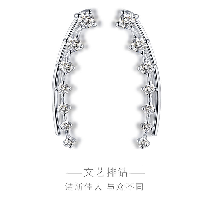 18k white gold platinum au750 new simple diamond straight line earrings row diamond crystal earrings moissanite earrings