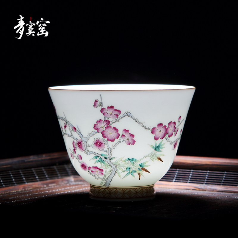 Up with green was single CPU getting jingdezhen ceramic tea set built one master cup pure manual sample tea cup cup home