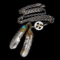 Takahashi Golang feather necklace 2022 new womens copper claw inlaid turquoise pendant mens tide 925 sterling silver too angle chain