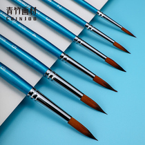 Bamboo watercolor pen 6pcs imported nylon hair round head watercolor pen Gouache acrylic paint hook pen Beginner art painting pen