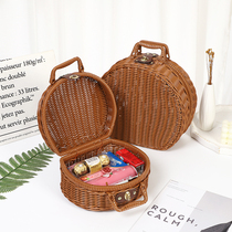 Handmade Rattan suitcases retro containing box Picnic Basket Christmas Gift Box shooting props Wedding Companion Gift Boxes