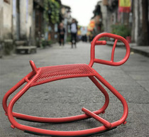 Nordic wind Iron children rocking horse Net red homestay ins wind load 300 Jin adult can sit