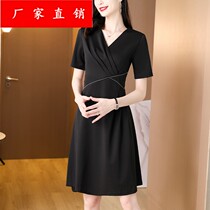 2021 summer waist slim inlaid Diamond Black foreign air short sleeve jumpsuit skirt KW-ZS weave bird