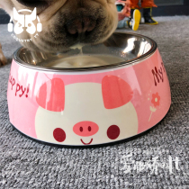 TT Stainless Steel Cartoon Dog Fasting bowls Eating Basin Double Cat Bowl Anti Slip Pet Bowl Feeding Drinking Cat supplies