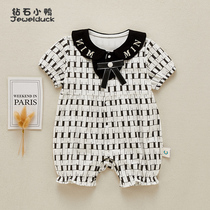 Baby summer onesie three or four months girl baby clothes summer short-sleeved thin clothes toddler cute rompers
