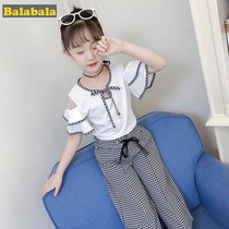 Ballabala girls suit summer clothes Korean version fashion foreign air new children CUHK Tong Chaotong 7 Sub-pants Two