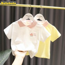 Bala Bala Girl Pure Cotton Polo Shirt Short Sleeve T-shirt Womans new summer clothing little girl to turn the ocean qi