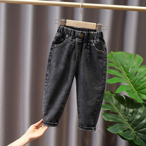 Boy Soft Jeans Spring Autumn style 2020 new children Soft elastic pants Children foreign air Black baby Fall