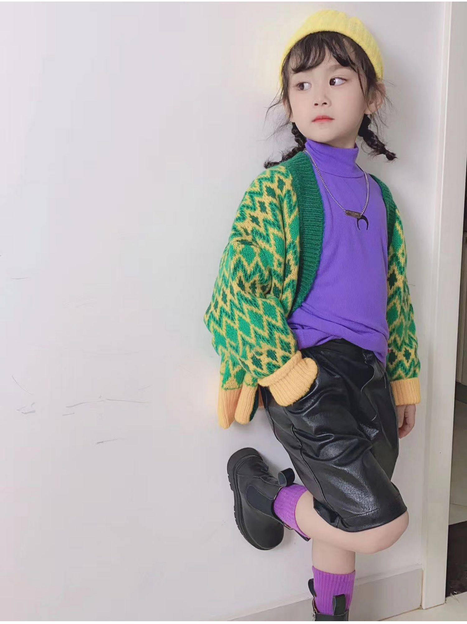 波拉韩国童装男女童长袖t恤2020秋冬儿童中高领抓绒亲肤打底衫潮