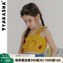 (Fruit patch series)TYAKASHAKIDS Takasha childrens clothing new girls yellow sling top vest