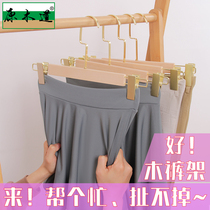Unpainted solid wood hanger pants clip childrens clothing store adult log pants rack long hook custom storage