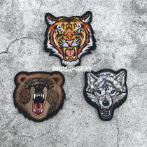 Bear Wolf Head Magic Sticker Chapter of Embroidered Tiger Head Outdoor Backpack with Personality Chest Zhang Embroidered and Embroidered Stamp