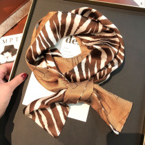 Spring and autumn scarf Hangzhou silk Korean version of zebra pattern small scarf streamer silk 100% mulberry silk small long silk scarf
