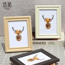 Creative photos Nordic photo frame setting 6 7 8 10 inch solid wood material frame simple small picture frame hanging wall customization