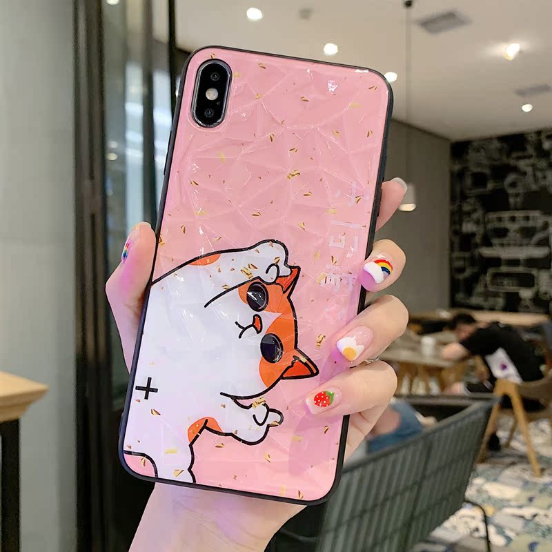 苹果x手机壳iphonex/7/8/11pro钻石纹oppor17/r15情侣vivox27/x23/x21小米8/9华为p30/nova5/mate30pro手机壳