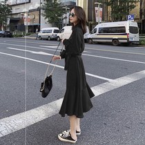 2020 New spring and autumn clothing to be thin and fat foreign air shirt with dress slimmer minus age and big code womens wasabi green