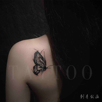 Tattoo stickers butterfly tattoo original black and white realistic sketch sexy ankle waterproof durable female net red models dark black
