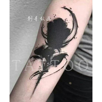 Tattoo stickers moon rose tattoo black and white waterproof women and men trendy lasting arm dark line scar cover net red models